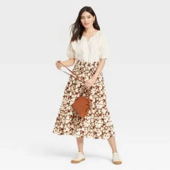 Universal Thread Women Floral Tiered Midi Skirt With Pockets Plus Size 4X NWT - Picture 2 of 5
